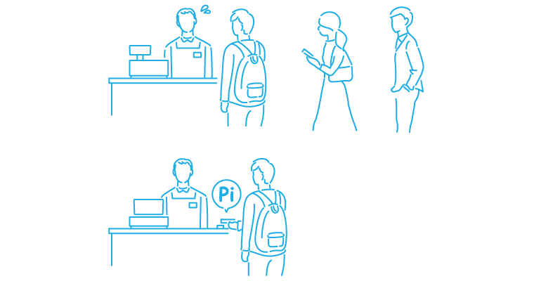 レジでの会計の効率化を図るイラスト
