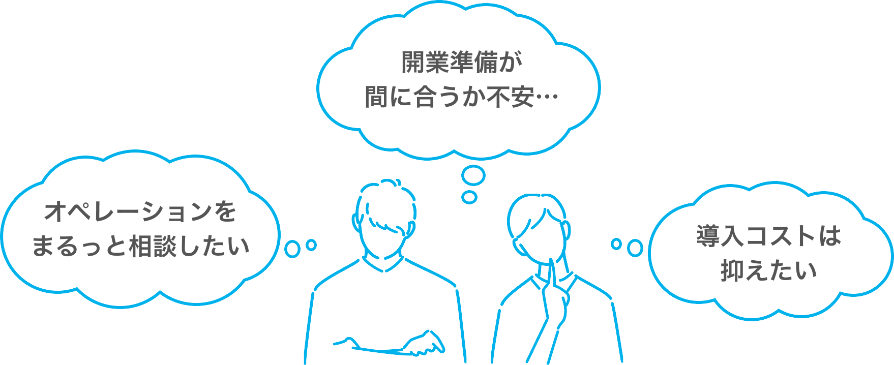 お悩み：開業準備が間に合うか不安、オペレーションをまるっと相談したい。導入コストは抑えたい。