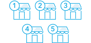 イラスト:5つの店舗
