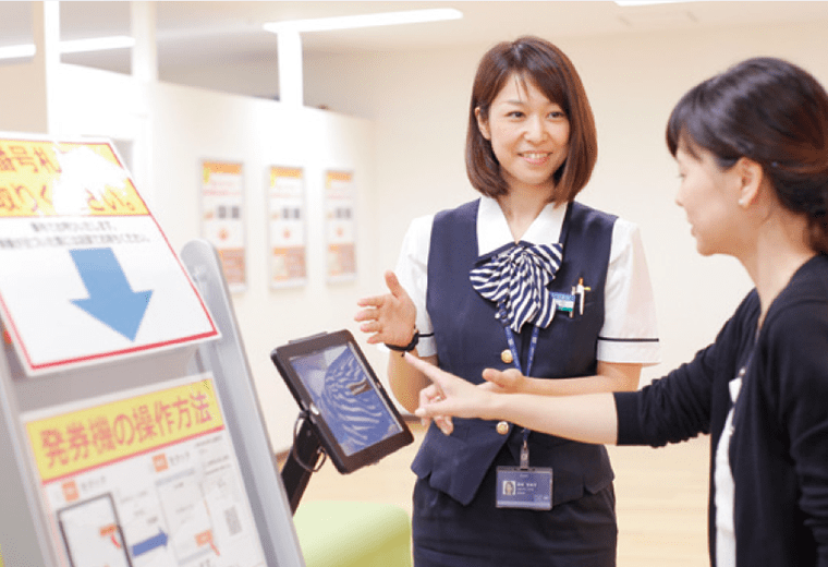 写真:Airウェイトで受付をしている様子