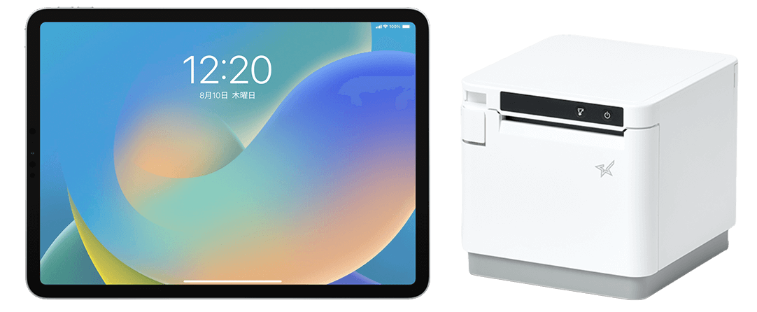 iPadとプリンターが並んでいる。
